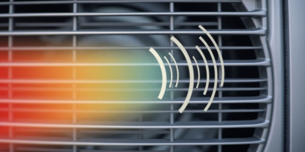 AC unit with sound waves emanating from it
