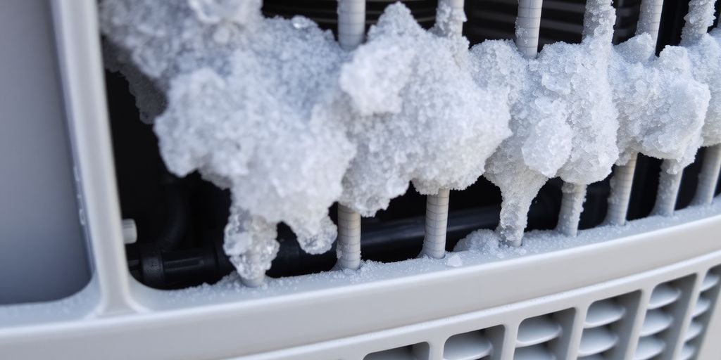 Air conditioner unit with ice buildup