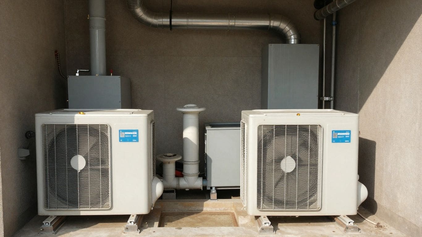 Home HVAC systems: furnace, AC unit, and ductwork.