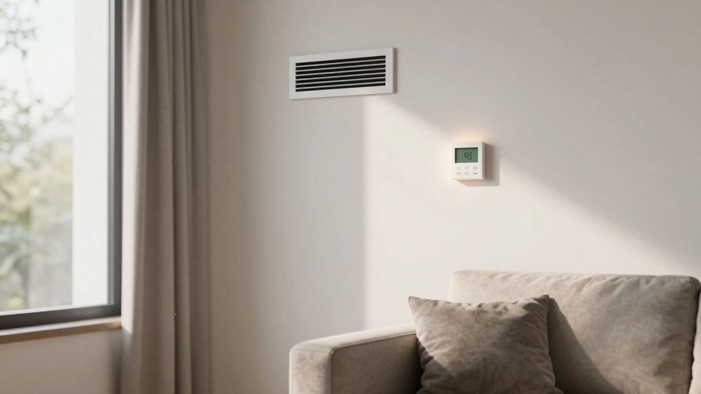 HVAC system diagram with airflow and temperature control.