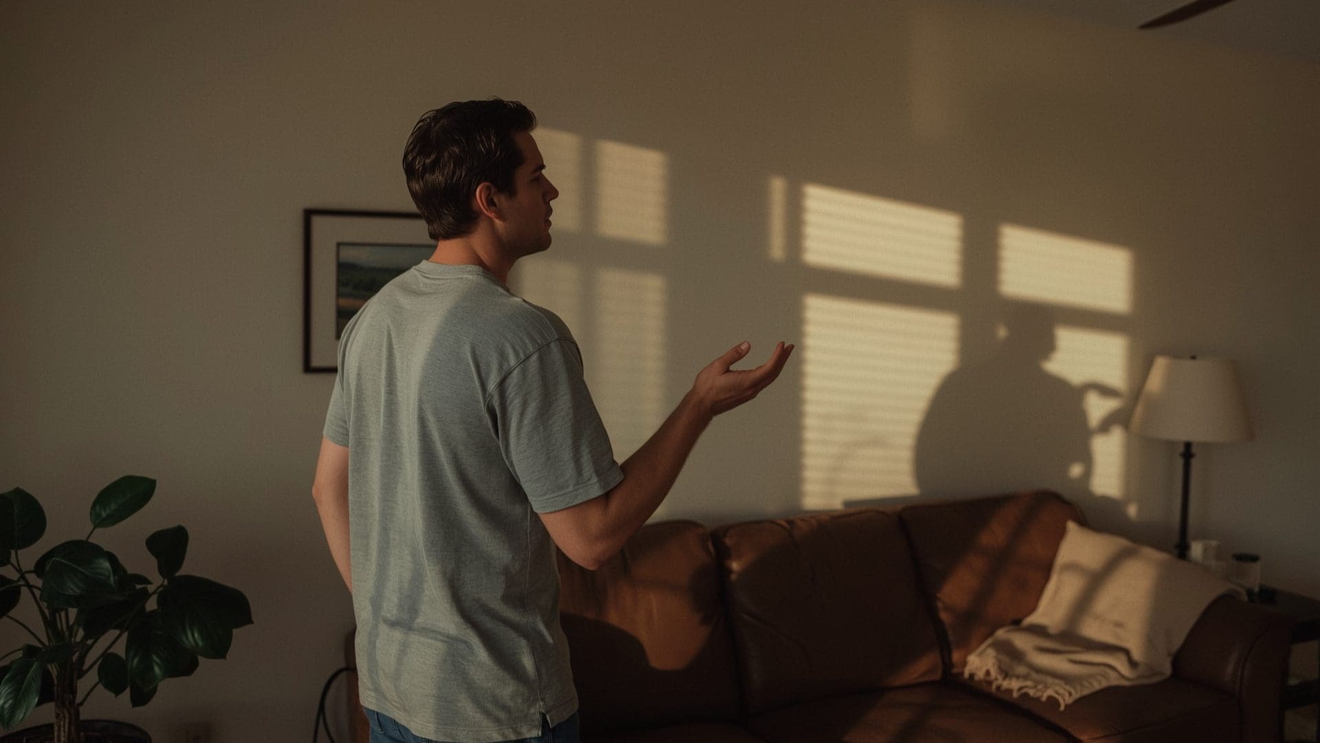 Homeowner checking ceiling air vent for warm air from AC unit